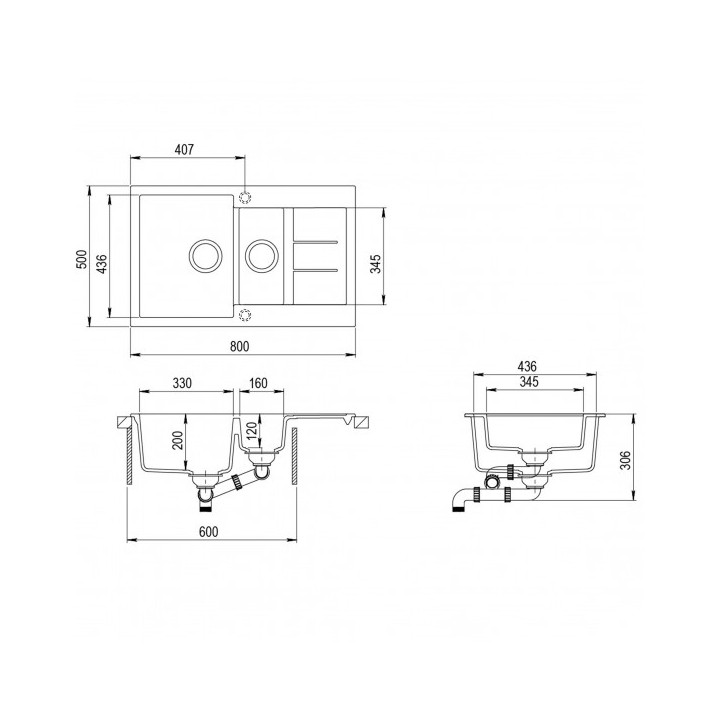 Aquasanita - Helika Tesa 800.15E black metallic