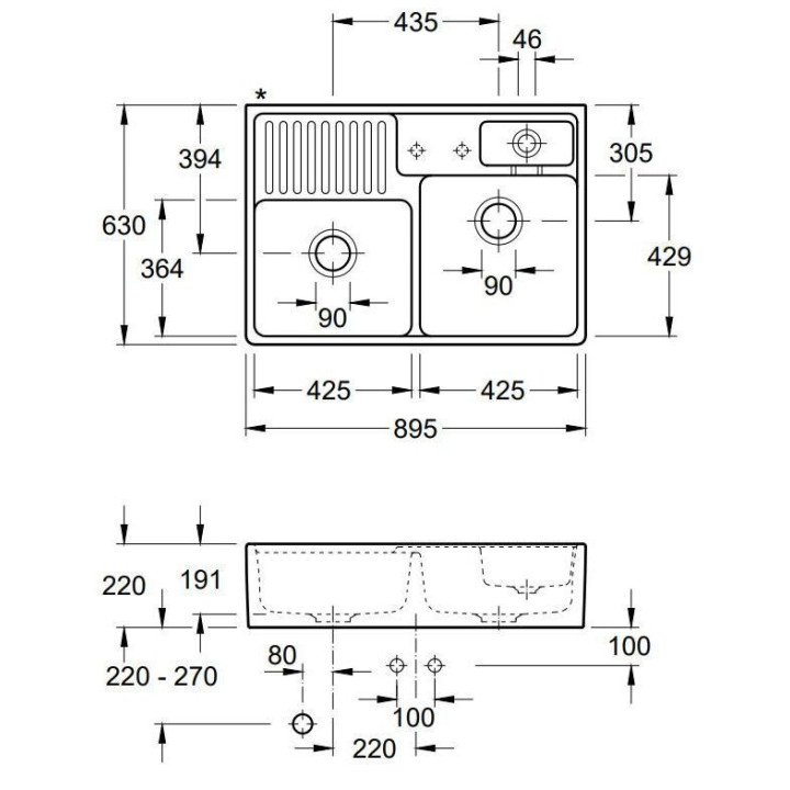 Villeroy & Boch Double 895.2 Bílá keramika