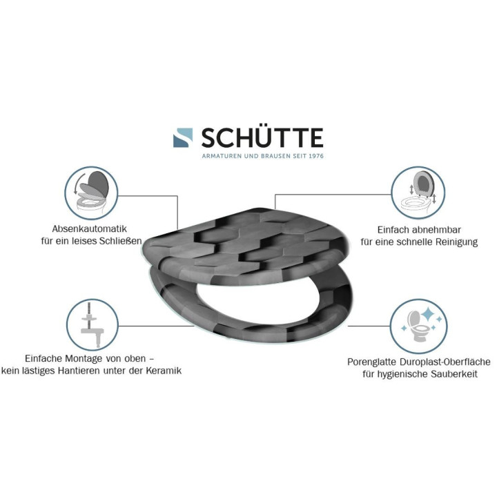 Schütte GREY HEXAGONS| Duroplast, Soft Close