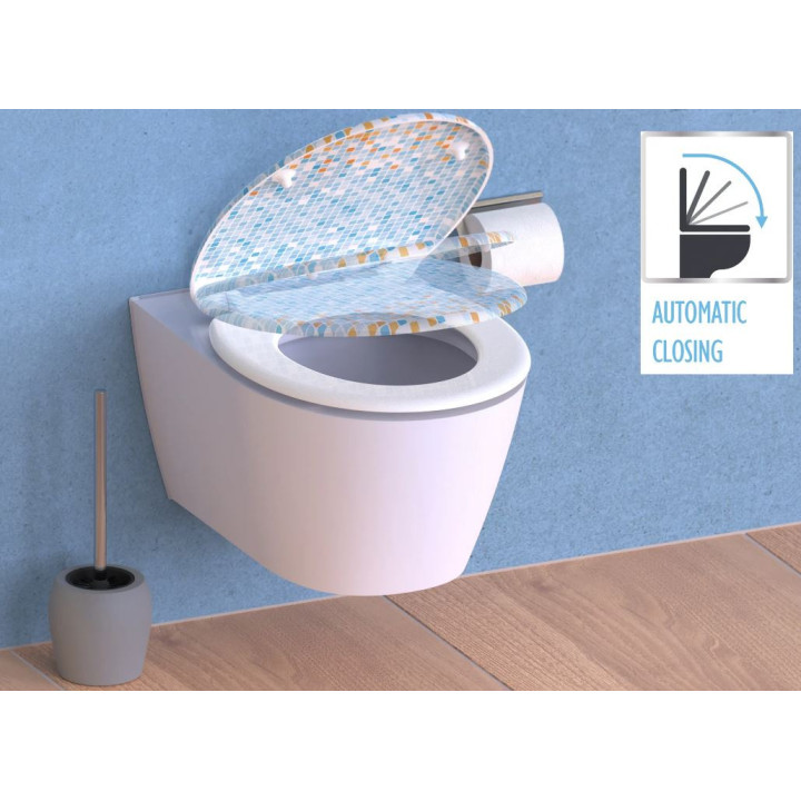 Schütte MOSAIK BLAU-ORANGE | Duroplast, Soft Close