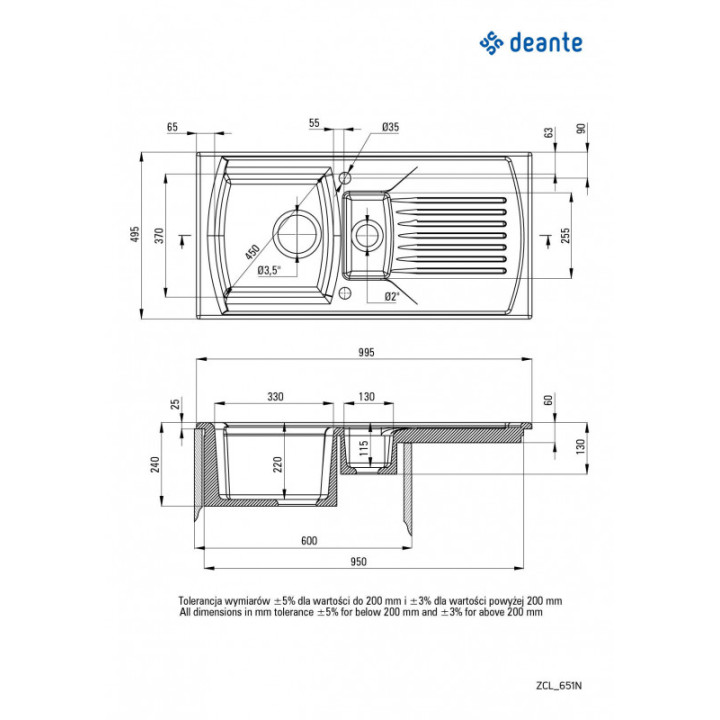 Deante Lusitano 1000.10 Bílá keramika