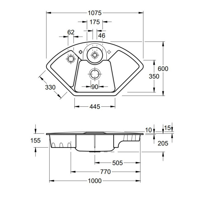 Villeroy & Boch Solo Corner 1075.20R Bílá keramika