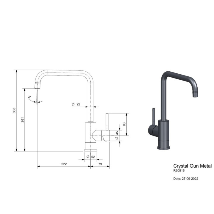 Reginox SET Miami 500 Gun metal + baterie Crystal + příslušenství
