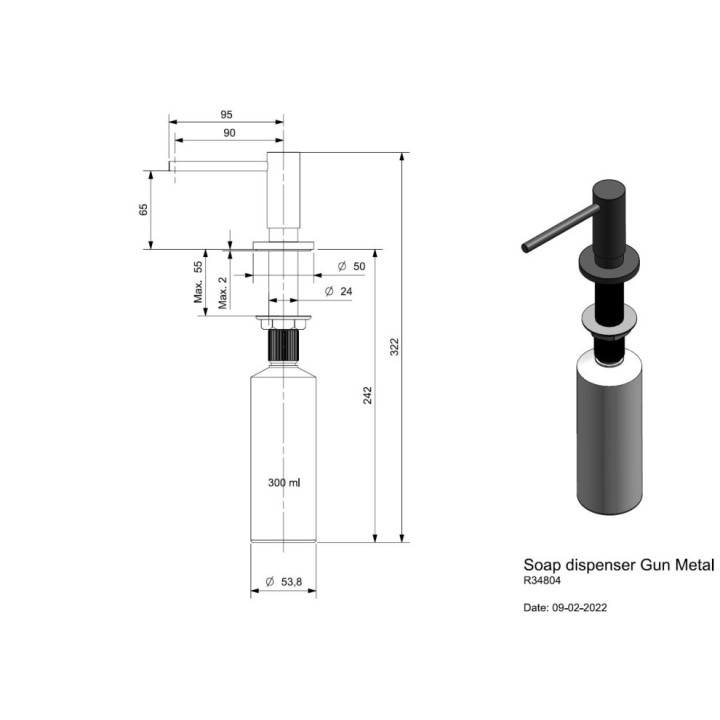 Reginox SET Miami 500 Gun metal + baterie Crystal + příslušenství
