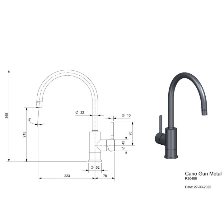 Reginox SET Miami 500 Gun metal + baterie Cano + příslušenství