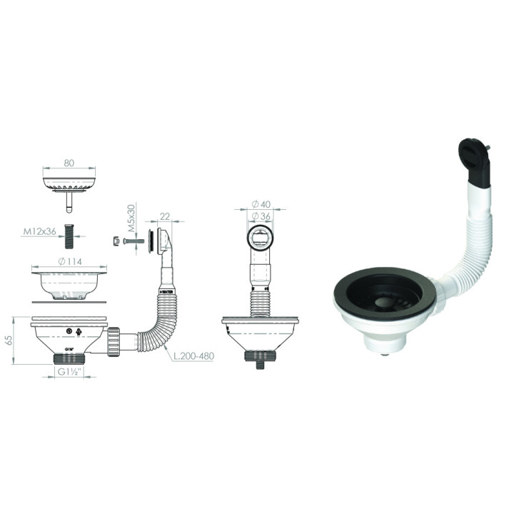 Aquasanita - Helika Výpusť dřezová Aquasanita TAQP 601