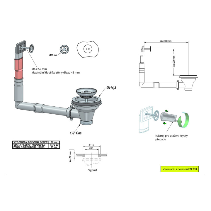 Lira Výpust vč. přepadu Staromosaz